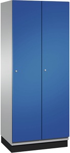 CP, CP CAMBIO Garderobenschrank mit Stahlblech-Türen 2 Abteile, Breite 800 mm Korpus weißaluminium / Tür enzianblau, 