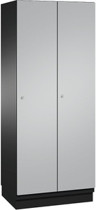 CP, CP CAMBIO Garderobenschrank mit Stahlblech-Türen 2 Abteile, Breite 800 mm Korpus schwarzgrau / Tür weißaluminium, 