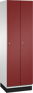 CP, CP CAMBIO Garderobenschrank mit Stahlblech-Türen 2 Abteile, Breite 600 mm Korpus lichtgrau / Tür rubinrot, 