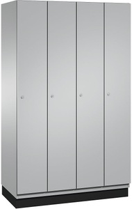 CP, CP CAMBIO Garderobenschrank mit Stahlblech-Türen 4 Abteile, Breite 1200 mm Korpus weißaluminium / Tür weißaluminium, 
