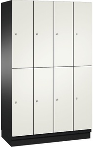 CP, CP CAMBIO Fächerschrank mit HPL-Türen und Garderobenstange 8 Fächer Korpus schwarzgrau / Tür reinweiß, C+P Doppelstock-Spind Cambio, 4 Abteile, Korpus schwarzgrau / Tür reinweiß