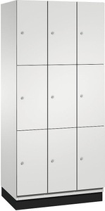 CP, CP CAMBIO Fächerschrank mit Stahlblech-Türen 9 Fächer, Breite 900 mm Korpus lichtgrau / Tür lichtgrau, C+P 3er-Schließfachschrank Cambio, 3 Abteile, lichtgrau, Stahlblech-Tür, B 900 mm, 9 Fächer