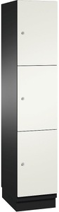 CP, CP CAMBIO Fächerschrank mit Stahlblech-Türen 3 Fächer, Breite 400 mm Korpus schwarzgrau / Tür reinweiß, C+P 3er-Schließfachschrank Cambio, 1 Abteil, schwarzgrau / reinweiß, Stahlblech-Tür, B 400 mm, 3 Fächer