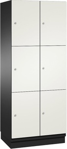 CP, CP CAMBIO Fächerschrank mit HPL-Türen 6 Fächer Korpus schwarzgrau / Tür weiß, Breite 800 mm, C+P 3er-Schließfachschrank Cambio, 2 Abteile, schwarzgrau / weiß, HPL-Tür, B 800 mm, 6 Fächer