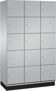 CP, CP CAMBIO Fächerschrank mit Stahlblech-Türen 15 Fächer, Breite 1200 mm Korpus weißaluminium / Tür weißaluminium, C+P 5er-Schließfachschrank Cambio, 3 Abteile, weißaluminium, Stahlblech-Tür, B 1200 mm, 15 Fächer