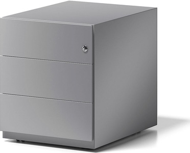 Bisley, BISLEY Rollcontainer Note™, mit 3 Universalschubladen HxBxT 495 x 420 x 565 mm, mit Griffleiste silber, Rollcontainer Note™, HxBxT 495 x 420 x 565, 3 Schubladen, silber