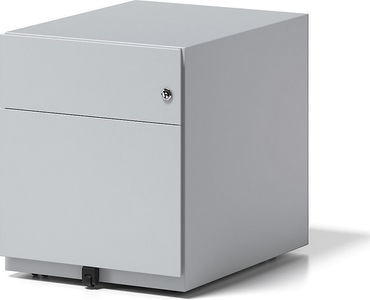 Bisley, BISLEY Rollcontainer Note™, mit 1 Hängeregistratur, 1 Universalschublade HxBxT 495 x 420 x 565 mm, mit Griffleiste silber, Rollcontainer Note™ mit Hängeregister und Schublade, HxBxT 495 x 420 x 565 mm, silber