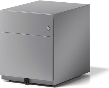 Bisley, BISLEY Rollcontainer Note™, mit 1 Hängeregistratur, 1 Universalschublade HxBxT 495 x 420 x 565 mm, mit Griffleiste silber, Rollcontainer Note™ mit Hängeregister und Schublade, HxBxT 495 x 420 x 565 mm, silber
