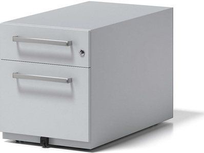 Bisley, BISLEY Rollcontainer Note™, mit 1 Hängeregistratur, 1 Universalschublade HxBxT 495 x 420 x 775 mm, mit Griff lichtgrau, BISLEY Rollcontainer Note?, mit 1 Hängeregistratur, 1 Universalschublade, HxBxT 495 x 420 x 775 mm, mit Griff, lichtgrau