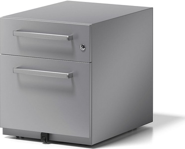 Bisley, BISLEY Rollcontainer Note™, mit 1 Hängeregistratur, 1 Universalschublade HxBxT 495 x 420 x 565 mm, mit Griff silber, BISLEY Rollcontainer Note?, mit 1 Hängeregistratur, 1 Universalschublade, HxBxT 495 x 420 x 565 mm, mit Griff, silber