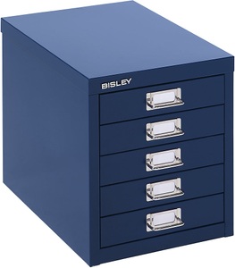 Bisley, BISLEY MultiDrawer™ 39er Serie DIN A4, 5 Schubladen kobaltblau, BISLEY MultiDrawer? 39er Serie, DIN A4, 5 Schubladen, oxfordblau