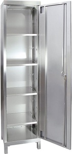 undefined, Edelstahl-Flügeltürschrank mit Vollblechtüren und Vierkant-Sockelfüßen HxBxT 1900 x 450 x 400 mm, stumpf® Edelstahlschrank mit Vierkantfüssen und Stellschrauben, HxBxT 1.900 x 450 x 400 mm, 4 Fachböden