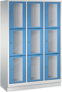 CP, CP CLASSIC Fächerschrank, Fachhöhe 510 mm, mit Sockel 9 Fächer, Breite 1200 mm Tür lichtblau, 