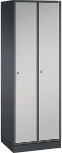 CP, CP INTRO Stahl-Garderobenschrank Breite 620 mm, 2 Abteile Korpus schwarzgrau, Türen weißaluminium, C+P INTRO Stahl-Garderobenschrank, Breite 620 mm, 2 Abteile, Korpus schwarzgrau, Türen weißaluminium