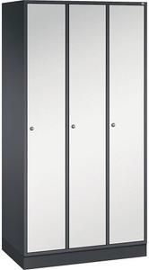 CP, CP INTRO Stahl-Garderobenschrank Breite 920 mm, 3 Abteile Korpus schwarzgrau, Türen lichtgrau, C+P INTRO Stahl-Garderobenschrank, Breite 920 mm, 3 Abteile, Korpus schwarzgrau, Türen lichtgrau
