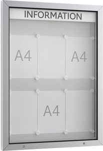 undefined, Schaukasten mit Flügeltür für den Außenbereich, Rahmen eckig 6 x DIN A4, Schaukasten mit Flügeltür, für den Außenbereich, Rahmen eckig, 6 x DIN A4