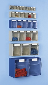 undefined, Klappkasten-System Gehäuse-HxBxT 353 x 600 x 299 mm 2 Kästen, blau, Mehrteiliges Kleinteilelager MultiStore, Grösse 2, B 600 x T 246 x H 353 mm, Volumen 28 l, stapelbar, Polystyrol, weiss/transp.