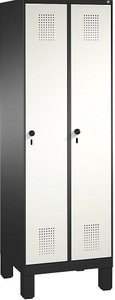 CP, CP EVOLO Aufbewahrungsschrank, mit Füßen 2 Abteile, Abteilbreite 300 mm, mit 8 Fachböden schwarzgrau / reinweiß, 