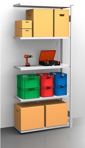 EUROKRAFT, EUROKRAFT Fachboden-Steckregal, verzinkt Regalhöhe 2350 mm, Fachbodenbreite 965 mm Anbauregal, Fachbodentiefe 450 mm, eurokraft pro Fachboden-Steckregal, verzinkt, einseitig, Regalhöhe 2350 mm, Fachbodenbreite 965 mm, Anbauregal, Fachbodentiefe 450 mm