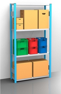 EUROKRAFT, EUROKRAFT Fachboden-Steckregal, blau / verzinkt Regalhöhe 2000 mm, Fachbodenbreite 965 mm Grundregal, Fachbodentiefe 350 mm, eurokraft pro Fachboden-Steckregal, blau / verzinkt, Regalhöhe 2000 mm, Fachbodenbreite 965 mm, Grundregal, Fachbodentiefe 350 mm