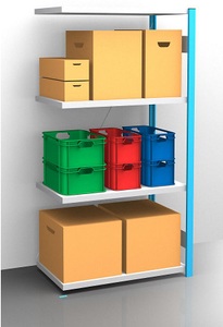 EUROKRAFT, EUROKRAFT Fachboden-Steckregal, blau / verzinkt Regalhöhe 2000 mm, Fachbodenbreite 965 mm Anbauregal, Fachbodentiefe 650 mm, eurokraft pro Fachboden-Steckregal, blau / verzinkt, Regalhöhe 2000 mm, Fachbodenbreite 965 mm, Anbauregal, Fachbodentiefe 650 mm