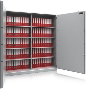 undefined, Stahlschrank, feuergeschützt Sicherheitsstufe S1 HxBxT 1950 x 1830 x 550 mm, Mitteltrennwand, Sicherheitsschrank XXL, S1, HxBxT 1950 x 1830 x 550 mm