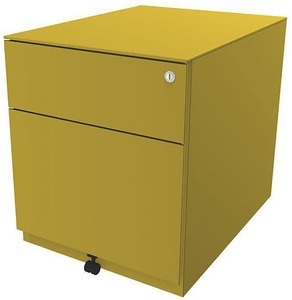 Bisley, BISLEY Rollcontainer Note™, mit 1 Hängeregistratur, 1 Universalschublade HxBxT 502 x 420 x 565 mm, mit Griffleiste und Top gelb, BISLEY Rollcontainer Note?, mit 1 Hängeregistratur, 1 Universalschublade, HxBxT 502 x 420 x 565 mm, mit Griffleiste und Top, gelb