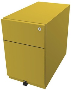 Bisley, BISLEY Rollcontainer Note™, mit 1 Hängeregistratur, 1 Universalschublade HxBxT 495 x 300 x 565 mm, mit Griffleiste gelb, BISLEY Rollcontainer Note?, mit 1 Hängeregistratur, 1 Universalschublade, HxBxT 495 x 300 x 565 mm, mit Griffleiste, gelb