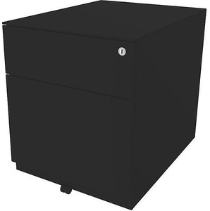Bisley, BISLEY Rollcontainer Note™, mit 1 Hängeregistratur, 1 Universalschublade HxBxT 502 x 420 x 565 mm, mit Griffleiste und Top schwarz, BISLEY Rollcontainer Note?, mit 1 Hängeregistratur, 1 Universalschublade, HxBxT 502 x 420 x 565 mm, mit Griffleiste und Top, schwarz