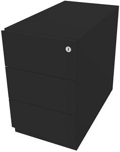 Bisley, BISLEY Rollcontainer Note™, mit 3 Universalschubladen HxBxT 495 x 300 x 565 mm, mit Griffleiste schwarz, BISLEY Rollcontainer Note?, mit 3 Universalschubladen, HxBxT 495 x 300 x 565 mm, mit Griffleiste, schwarz