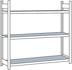 undefined, Weitspannregal, mit Stahlboden, Höhe 2000 mm Spannweite 2250 mm Grundregal, Tiefe 500 mm, Weitspannregal Grundregal WS2000 - H2000 x B2250 x T500 mm, 3 Ebenen, Stahl