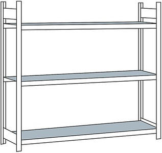 undefined, Weitspannregal, mit Stahlboden, Höhe 2000 mm Spannweite 2500 mm Grundregal, Tiefe 500 mm, Weitspannregal Grundregal WS2000 - H2000 x B2500 x T500 mm, 3 Ebenen, Stahl