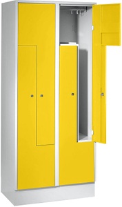 Wolf, Wolf Stahlspind, Z-Schrank 4 Abteile Türen zinkgelb, Wolf Z-Garderobenschrank, 4 Abteile, Türen zinkgelb