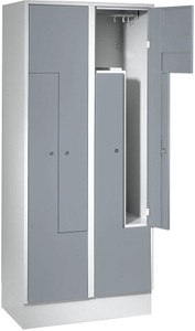 Wolf, Wolf Stahlspind, Z-Schrank 4 Abteile Türen silbergrau, Wolf Z-Garderobenschrank, 4 Abteile, Türen silbergrau