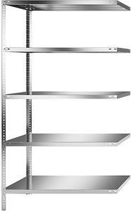 undefined, Edelstahlregal Regalhöhe 2000 mm Anbauregal, Breite x Tiefe 1100 x 600 mm, Edelstahlregal, Regalhöhe 2000 mm, Anbauregal, Breite x Tiefe 1100 x 600 mm