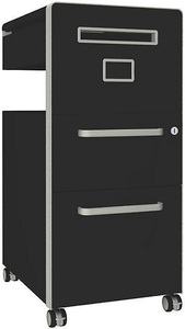 Bisley, BISLEY Assistenzmöbel Bite™, mit 1 Whiteboard, rechtsseitig öffnend mit 1 Universalschublade, 1 Hängeregistraturschublade schwarz, 