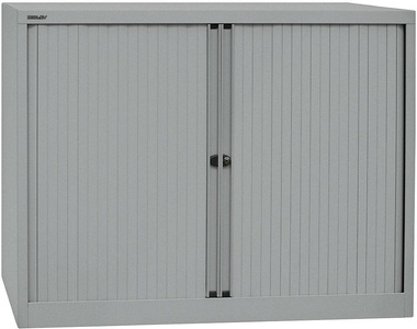 Bisley, BISLEY Euro-Rollladenschrank Breite 1200 mm, 2 Fachböden silber, BISLEY Rollladenschrank, 2 OH, Breite 1.200 mm, silber