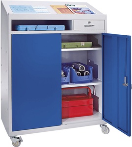 undefined, Werkzeugschrank mit Schreibpult HxBxT 1220 x 915 x 457 mm lichtgrau / enzianblau, eurokraft basic Werkzeugschrank mit Schreibpult, HxBxT 1220 x 915 x 457 mm, lichtgrau / enzianblau