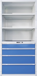 Lista, Lista Schubladenregal 3 Universal-, 2 Verstellböden, 4 Schubladen Anbaufeld, LISTA Schubladenregal, 3 Universal-, 2 Verstellböden, 4 Schubladen, Anbaufeld