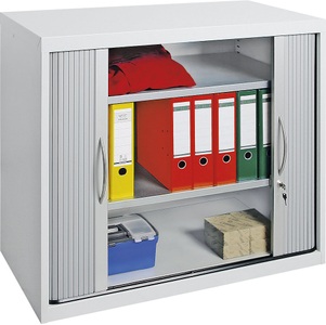 undefined, Rollladenschrank Breite 1000 mm, 2 Fachböden lichtgrau / weißaluminium, stumpf® Rollladenschrank, HxBxT 900 x 1.000 x 500 mm