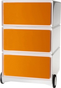 Paperflow, Paperflow Rollcontainer easyBox® 3 Schubladen weiß / orange, Paperflow Rollcontainer easyBox®, 3 Schubladen, weiß / orange