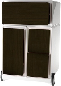 Paperflow, Paperflow Rollcontainer easyBox® 1 Schublade, 1 Hängeregistraturschub, 2 CD-Schübe weiß / Wenge, Paperflow Rollcontainer easyBox®, 1 Schublade, 1 Hängeregistraturschub, 2 CD-Schübe, weiß / Wenge