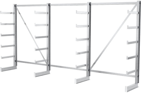 EUROKRAFT, EUROKRAFT Kragarmregal mit identischer Kragarm-Länge Regallänge 4050 mm einseitig, verzinkt, 