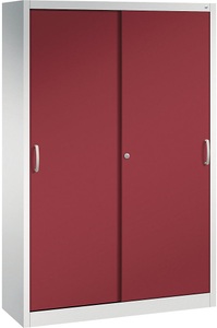 CP, CP ACURADO Schiebetürenschrank 3 Fachböden, 2 Schließfächer, HxBxT 1950 x 1200 x 400 mm lichtgrau / rubinrot, C+P ACURADO Schiebetürenschrank, 3 Fachböden, 2 Schließfächer, HxBxT 1950 x 1200 x 400 mm, lichtgrau / rubinrot