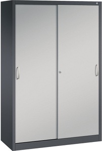 CP, CP ACURADO Schiebetürenschrank 3 Fachböden, 2 Schließfächer, HxBxT 1950 x 1200 x 500 mm schwarzgrau / weißalu, C+P ACURADO Schiebetürenschrank, 3 Fachböden, 2 Schließfächer, HxBxT 1950 x 1200 x 500 mm, schwarzgrau / weißalu