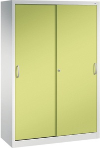 CP, CP ACURADO Schiebetürenschrank 3 Fachböden, 2 Schließfächer, HxBxT 1950 x 1200 x 500 mm lichtgrau / viridingrün, C+P ACURADO Schiebetürenschrank, 3 Fachböden, 2 Schließfächer, HxBxT 1950 x 1200 x 500 mm, lichtgrau / viridingrün