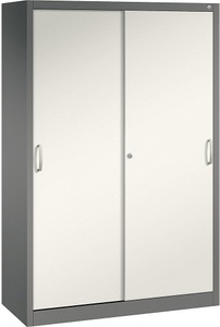 CP, CP ACURADO Schiebetürenschrank 3 Fachböden, 2 Schließfächer, HxBxT 1950 x 1200 x 500 mm vulkangrau / perlweiß, C+P ACURADO Schiebetürenschrank, 3 Fachböden, 2 Schließfächer, HxBxT 1950 x 1200 x 500 mm, vulkangrau / perlweiß