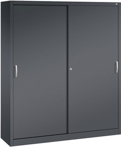 CP, CP ACURADO Schiebetürenschrank 6 Fachböden, 2 Schließfächer, HxBxT 1950 x 1600 x 400 mm schwarzgrau, C+P ACURADO Schiebetürenschrank, 6 Fachböden, 2 Schließfächer, HxBxT 1950 x 1600 x 400 mm, schwarzgrau