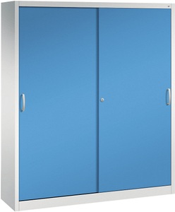 CP, CP ACURADO Schiebetürenschrank 6 Fachböden, 2 Schließfächer, HxBxT 1950 x 1600 x 400 mm lichtgrau / lichtblau, C+P ACURADO Schiebetürenschrank, 6 Fachböden, 2 Schließfächer, HxBxT 1950 x 1600 x 400 mm, lichtgrau / lichtblau
