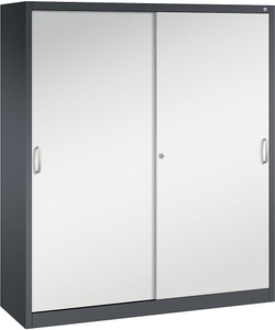 CP, CP ACURADO Schiebetürenschrank 6 Fachböden, 2 Schließfächer, HxBxT 1950 x 1600 x 500 mm schwarzgrau / lichtgrau, C+P ACURADO Schiebetürenschrank, 6 Fachböden, 2 Schließfächer, HxBxT 1950 x 1600 x 500 mm, schwarzgrau / lichtgrau